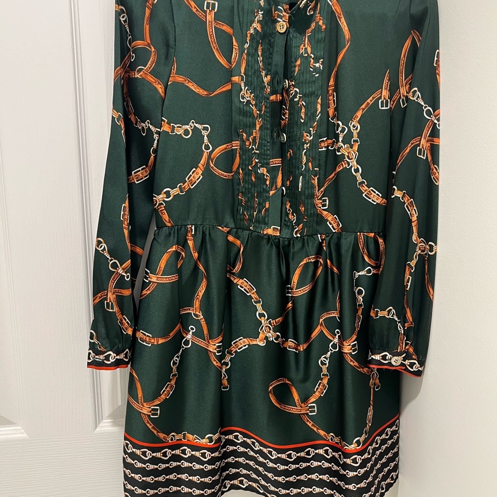 Zara Green Chain Print Equestrian Dress